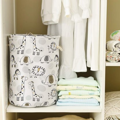 Canvas Wäschekorb Kinderzimmer 42L Giraffe – faltbar mit Zugverschluss für Spielzeug & Wäsche